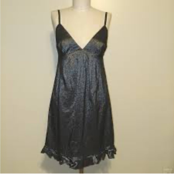Rebecca Taylor Vintage Y2K Gunmetal Metallic Silk Mini Dress 4 - Picture 2 of 6